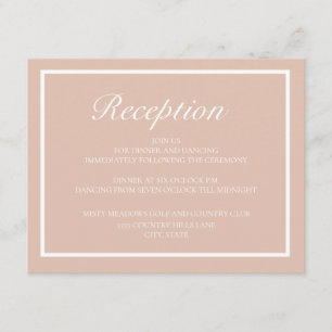 Cartão De Informações Elegante Recepção de Casamento Moderna Rosa e Bran