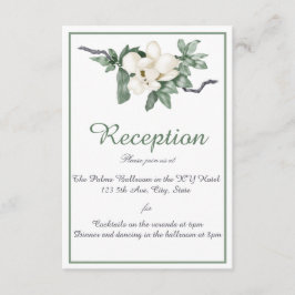 Cartão De Informações Elegante Recepção de Flor Magnólia Branca