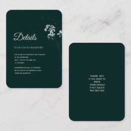 Cartão De Informações Elegante Respiro de Bebê Verde Esmeralda