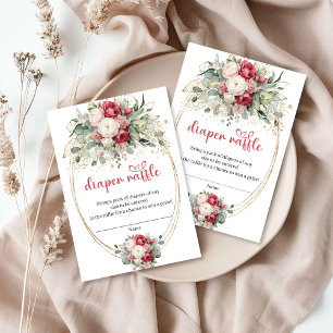 Cartão De Informações Elegante Rifão de Fraldas com Flora e Verdura em B
