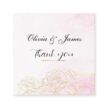 Elegante Rosa Bege Ouro Floral Casamento Agradecim