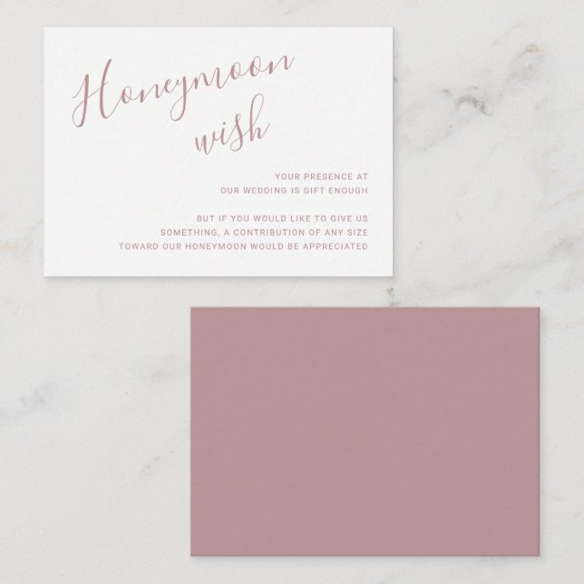Cartão De Informações Elegante Rosa Empoeirada Casamento Moderno (Frente/Verso)