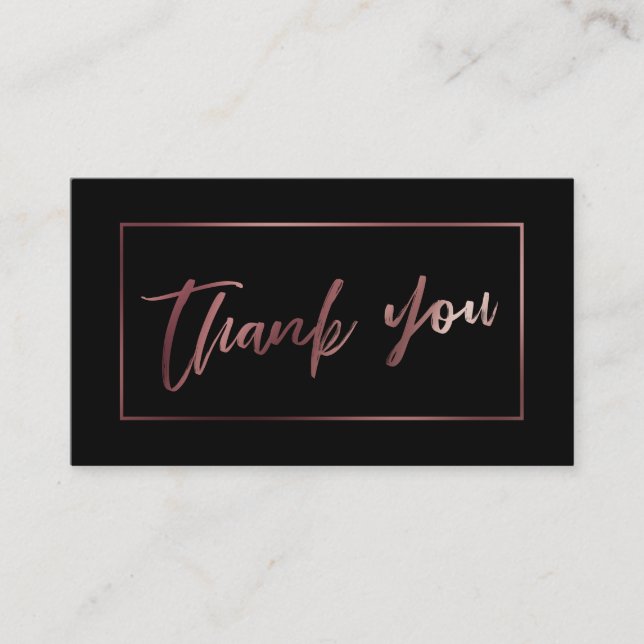 Cartão De Informações Elegante Rosa moderno Dourado a preto Obrigado Ins (Frente)