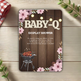 Cartão De Informações Elegante Rustic Floral Baby-Q Grill Chá de fraldas