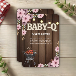 Cartão De Informações Elegante Rustic Floral Baby-Q Grill Chá de fraldas