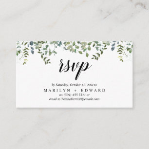 Cartão De Informações Elegante Rustic Greenery, lembrete RSVP
