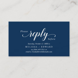 Cartão De Informações Elegante Rustic, Marinho Blue, resposta RSVP, Resp