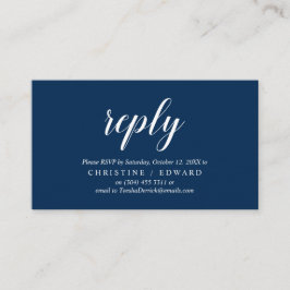 Cartão De Informações Elegante Rustic, Marinho Blue, resposta RSVP, Resp