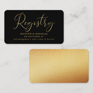Cartão De Informações Elegante Script Gold Foil Gift Registry