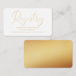 Cartão De Informações Elegante Script Gold Foil Gift Registry