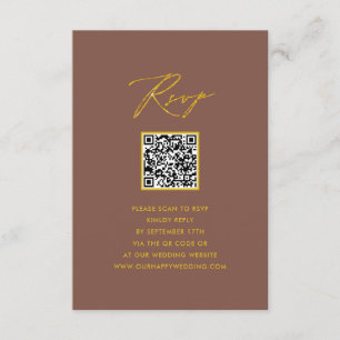 Cartão De Informações Elegante Script Terracota Simples QR Casamento RSV