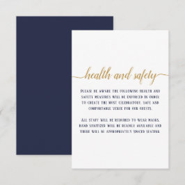 Cartão De Informações Elegante Segurança e Saúde de Casamento em Azul e