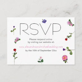 Cartão De Informações Elegante Simples Chic Floral Casamento RSVP