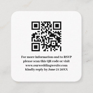 Cartão De Informações Elegante Simples Moderno Código QR de Casamento RS