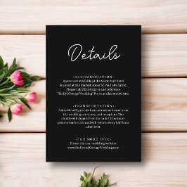 Cartão De Informações Elegante Simples Preto E Branco Casamento Moderno 