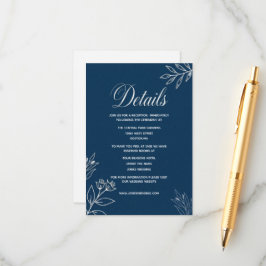Cartão De Informações elegante site de casamento minimalista simples azu