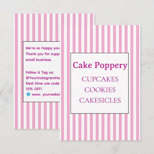 Cartão De Informações Elegante Striped (Frente/Verso)