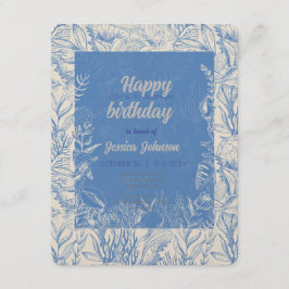 Cartão De Informações Elegante toile azul oceano