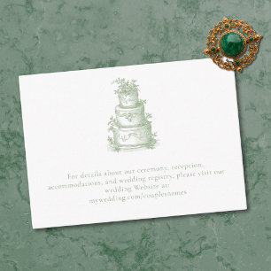Cartão De Informações Elegante Toile de Sage Verde para Casamento em Man