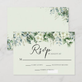 Cartão De Informações Elegante Verde de Eucalipto Botânico RSVP
