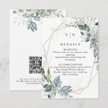 Elegante Verde Folhagem Verde e Dourado Código QR 