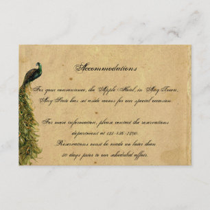 Cartão De Informações Elegante Vintage Peacock Posh Wedh Insert