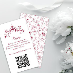 Cartão De Informações Elegante Vintage Romance Burgundy Registro de Códi