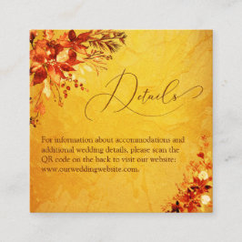 Cartão De Informações Elegante Watercolor Red Poinsettia Código QR Casam