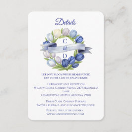 Cartão De Informações Elegante Watercolor Tulip Wreath Casamento Blue Iv