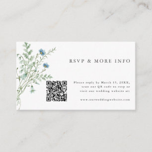Cartão De Informações Elegante Watercolor Wildflors Casamento RSVP