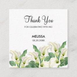 Cartão De Informações Elegante White Calla Lily Floral Birthday