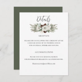 Cartão De Informações Elegante Winter Pine Cone Wedding
