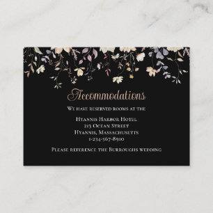 Cartão De Informações elegantes acomodações de casamento floral preto bo