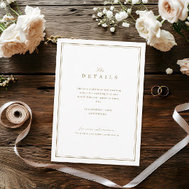 Cartão De Informações Elegantes bordas douradas detalhes de casamento mi