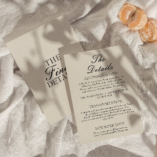 Cartão De Informações Elegantes Detalhes de Casamento Black Cream Old Mo