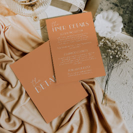 Cartão De Informações Elegantes Detalhes de Casamento Brancos e Laranja