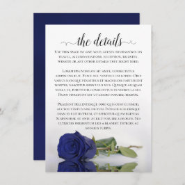 Cartão De Informações Elegantes Detalhes de Casamento com Rosa Azul Mari
