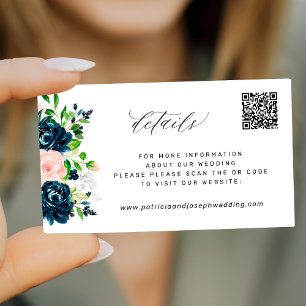 Cartão De Informações Elegantes detalhes de casamento em código QR flora