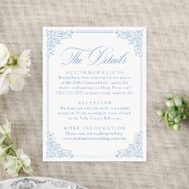 Cartão De Informações Elegantes Detalhes de Casamento em Quadro Azul Vin