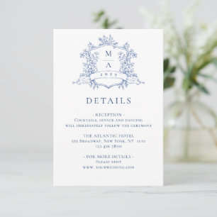 Cartão De Informações Elegantes Detalhes de Casamento Floral de Jardim A
