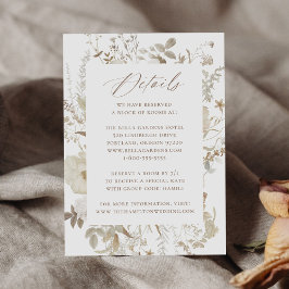 Cartão De Informações Elegantes Detalhes de Casamento Floral Vintage