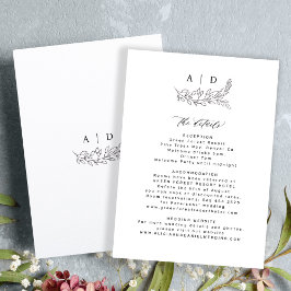 Cartão De Informações Elegantes detalhes de casamento minimalistas em pr