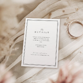 Cartão De Informações Elegantes detalhes de casamento minimalistas em pr