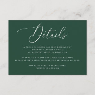 Cartão De Informações Elegantes Detalhes de Casamento Modernos e Esverde