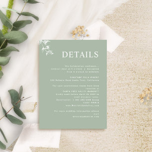 Cartão De Informações Elegantes Detalhes de Casamento Modernos e Mínimos