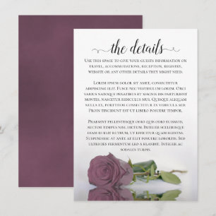 Cartão De Informações Elegantes Detalhes de Casamento Rosa Mauve Reflexi