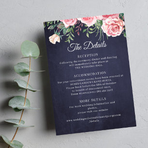 Cartão De Informações Elegantes detalhes de casamento rústico cor-de-ros