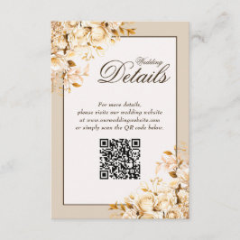 Cartão De Informações Elegantes Detalhes de Código QR de Casamento Flora