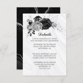 Cartão De Informações Elegantes detalhes de flores e folhas em prata e p