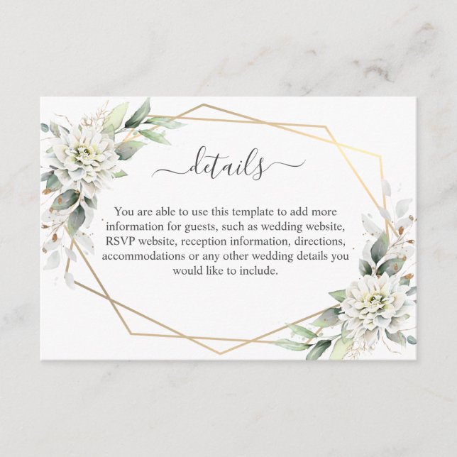 Cartão De Informações Elegantes Detalhes de Folhagem em Aquarela Azul Po (Frente)